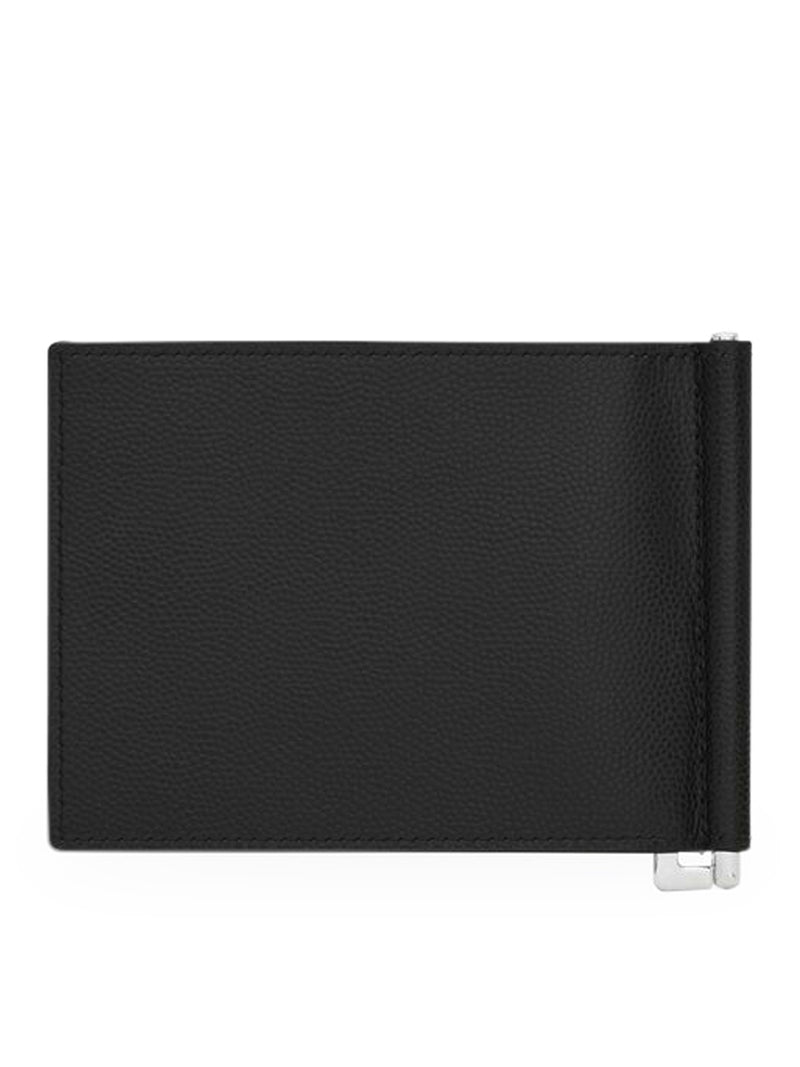 PORTAFOGLI FERMASOLDI SAINT LAURENT PARIS NERO PELLE A TEXTURE