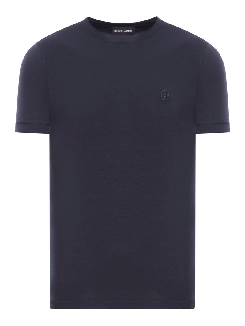 MAGLIA GIROCOLLO A MANICHE CORTE IN JERSEY DI VISCOSA STRETCH