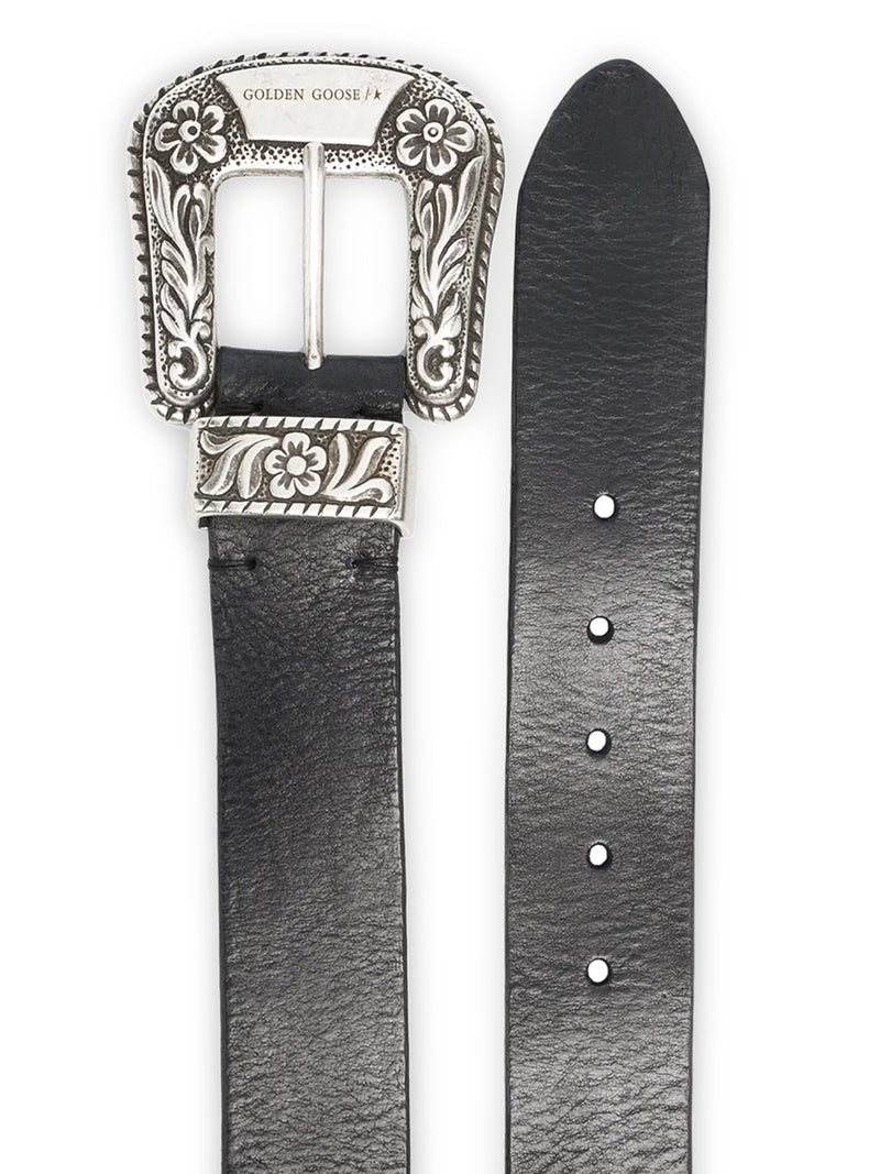 CINTURA IN PELLE CON FIBBIA WESTERN INCISA