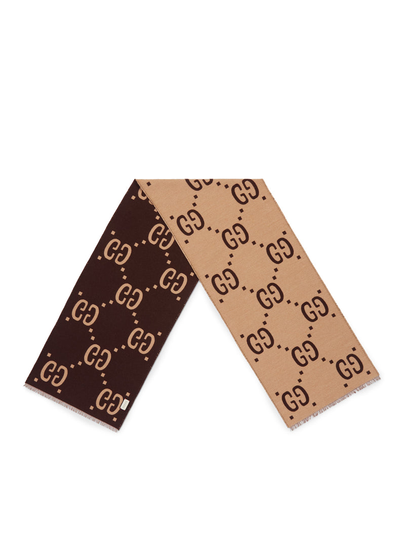 SCIARPA IN LANA E SETA CON MOTIVIO GG JACQUARD