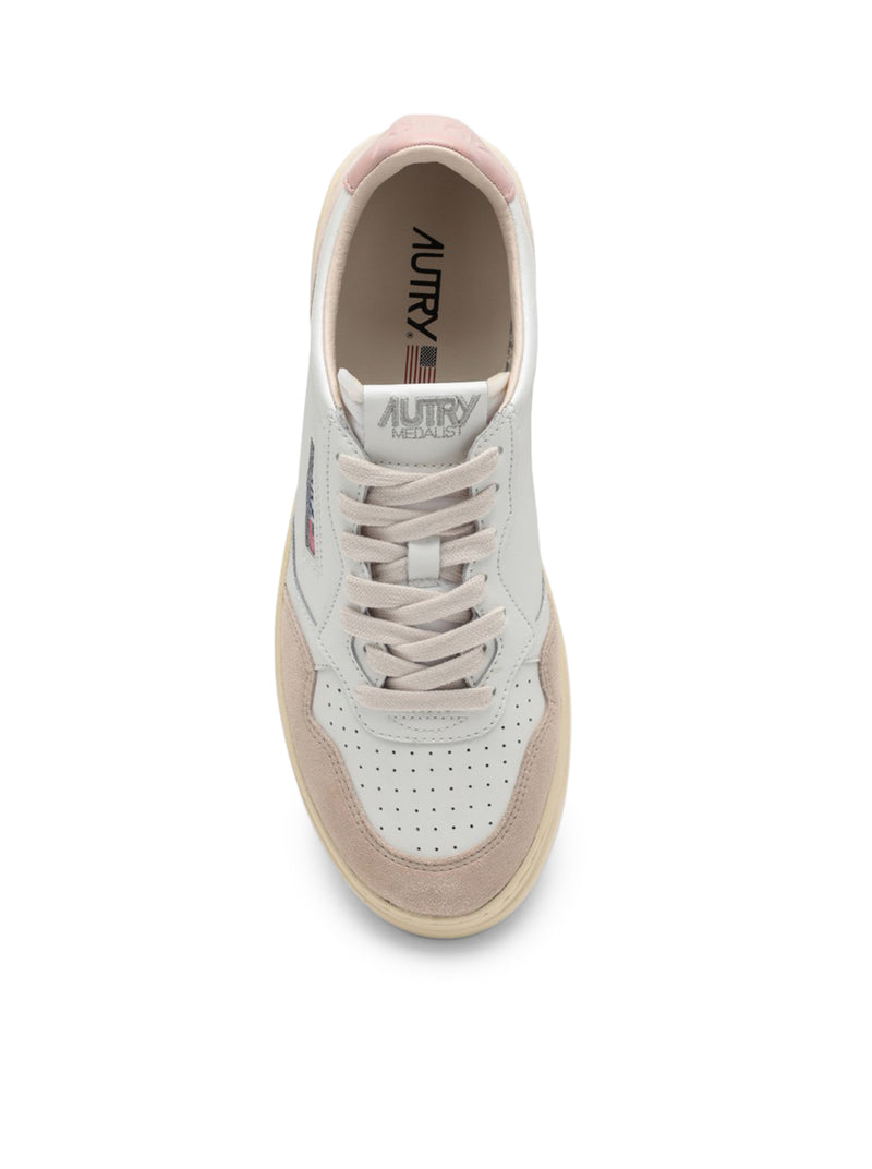 SNEAKERS MEDALIST LOW IN PELLE BIANCA E POWDER E SUEDE BEIGE