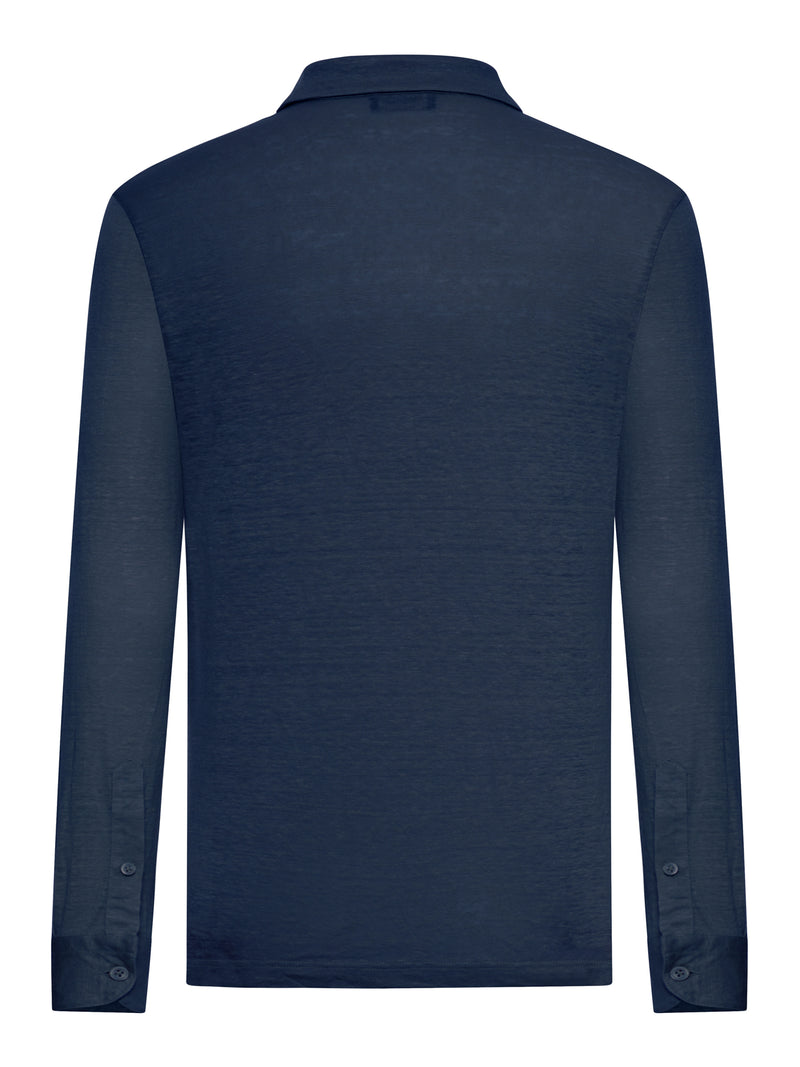 POLO IN LINO A MANICA LUNGA