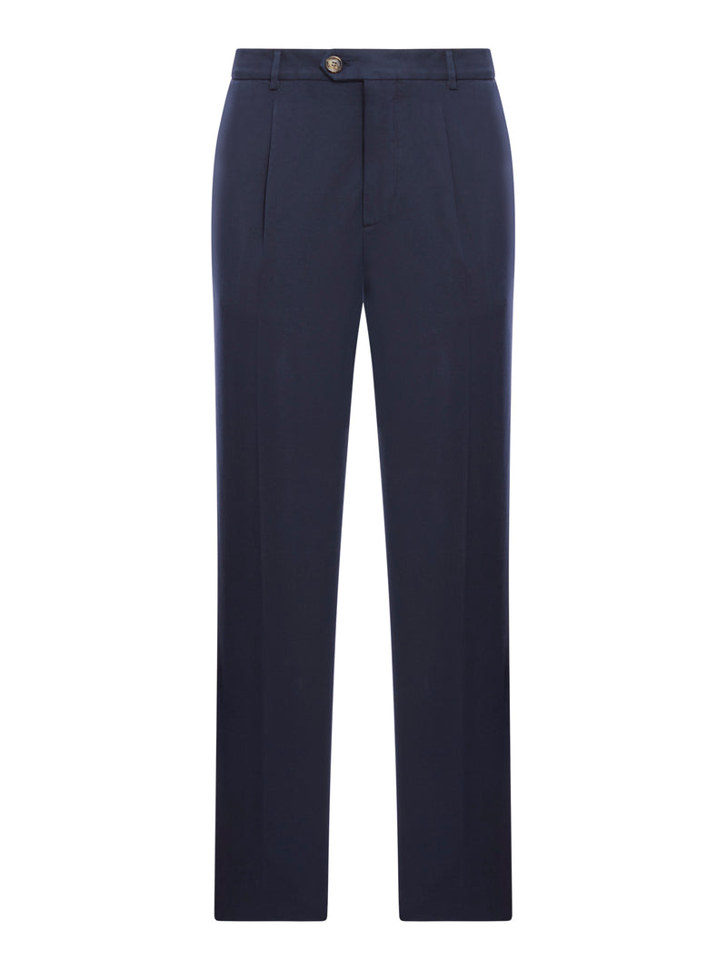 PANTALONI BRUNELLO CUCINELLI DAL TAGLIO LEISURE IN GABARDINE PLISSETTATA