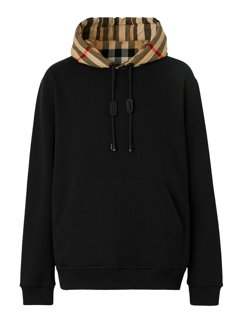 FELPA IN COTONE CON CAPPUCCIO CHECK