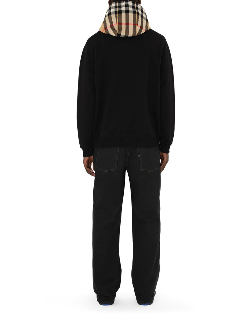 FELPA IN COTONE CON CAPPUCCIO CHECK