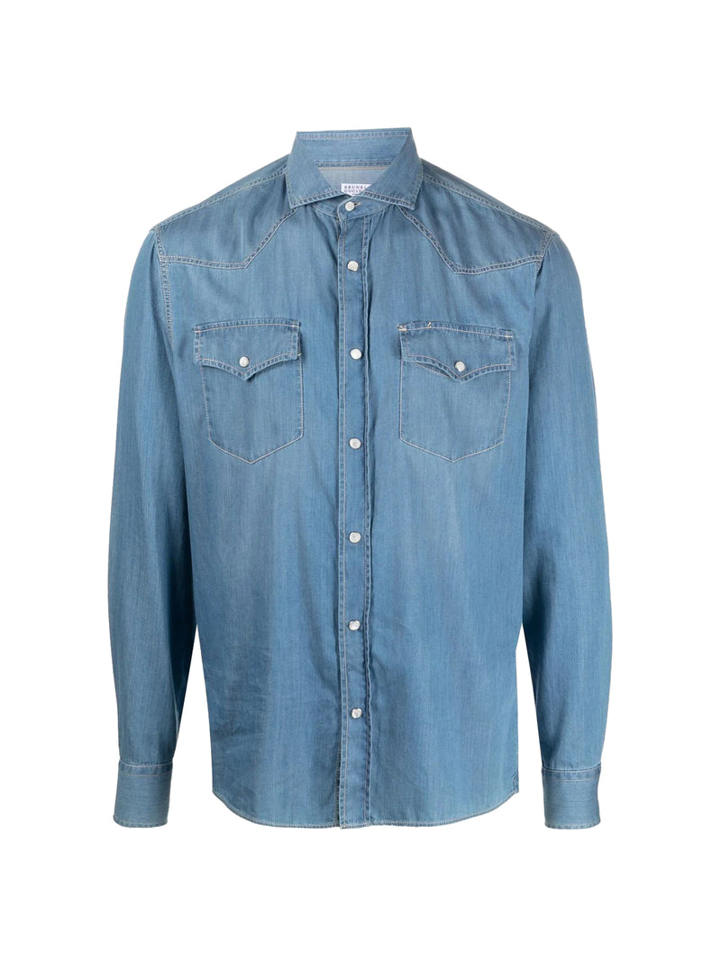 camicia in denim a maniche lunghe