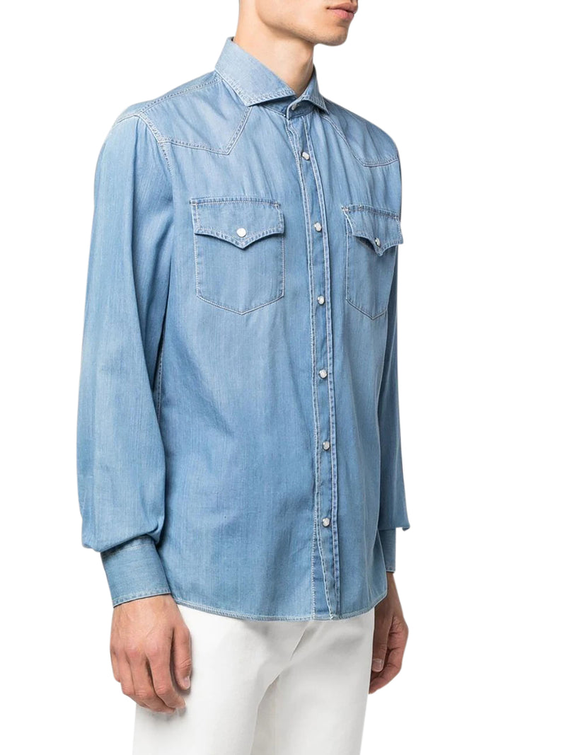 camicia in denim a maniche lunghe