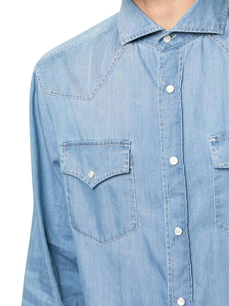 camicia in denim a maniche lunghe