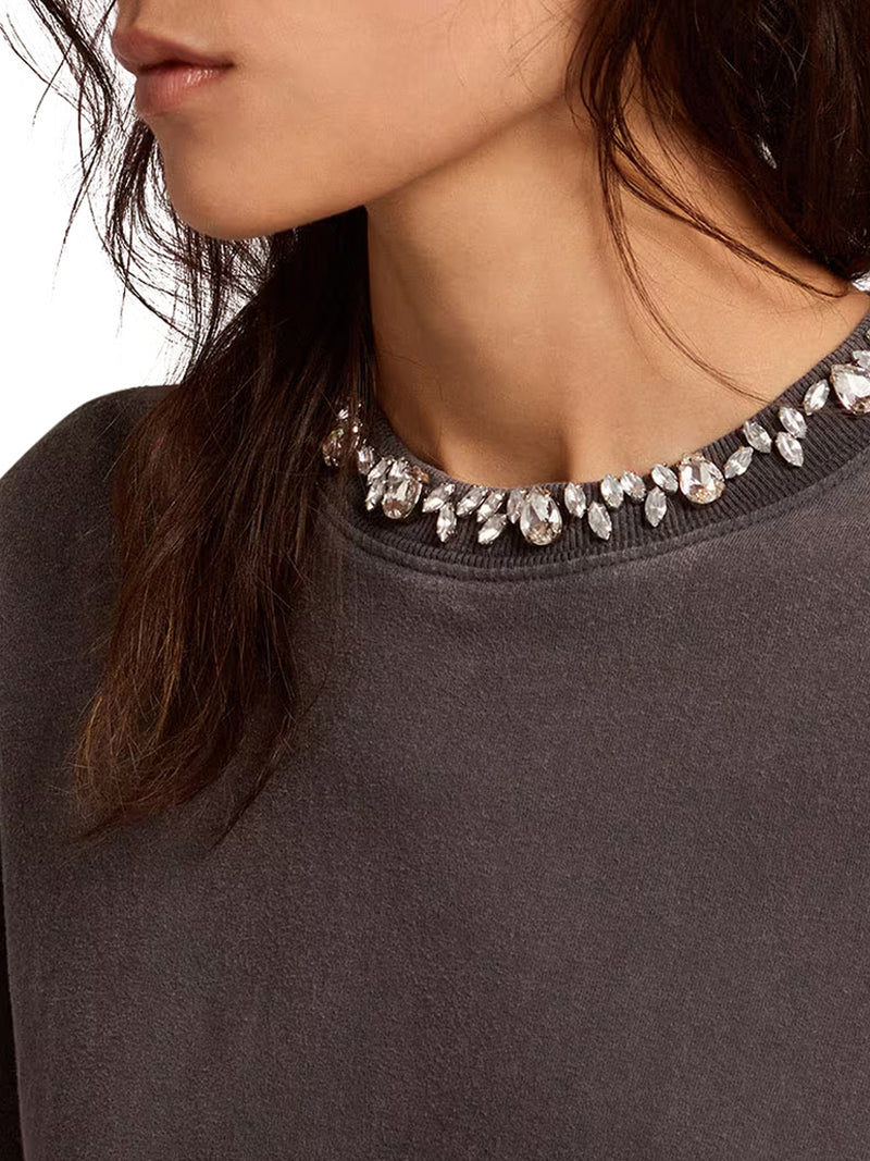 T-SHIRT IN GRIGIO CON CRISTALLI