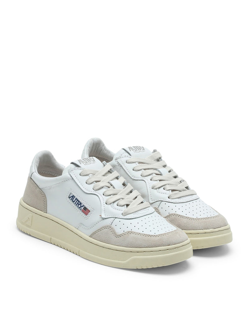 SNEAKERS MEDALIST LOW IN PELLE BIANCA E SUEDE BEIGE