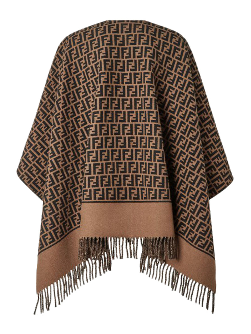 PONCHO IN LANA E CASHMERE MARRONE