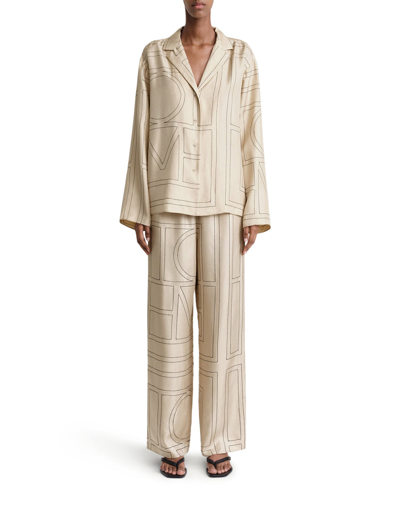 PANTALONI IN SETA CON MONOGRAMMA