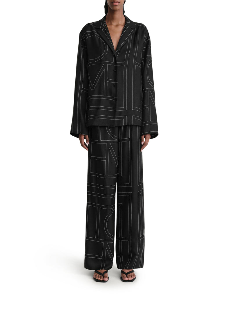 PANTALONI IN SETA CON MONOGRAMMA