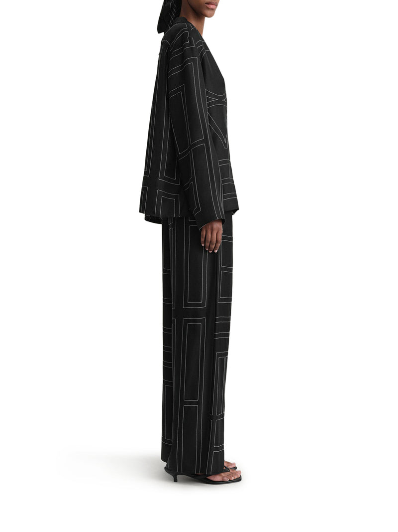 PANTALONI IN SETA CON MONOGRAMMA