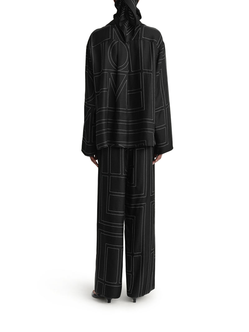 PANTALONI IN SETA CON MONOGRAMMA