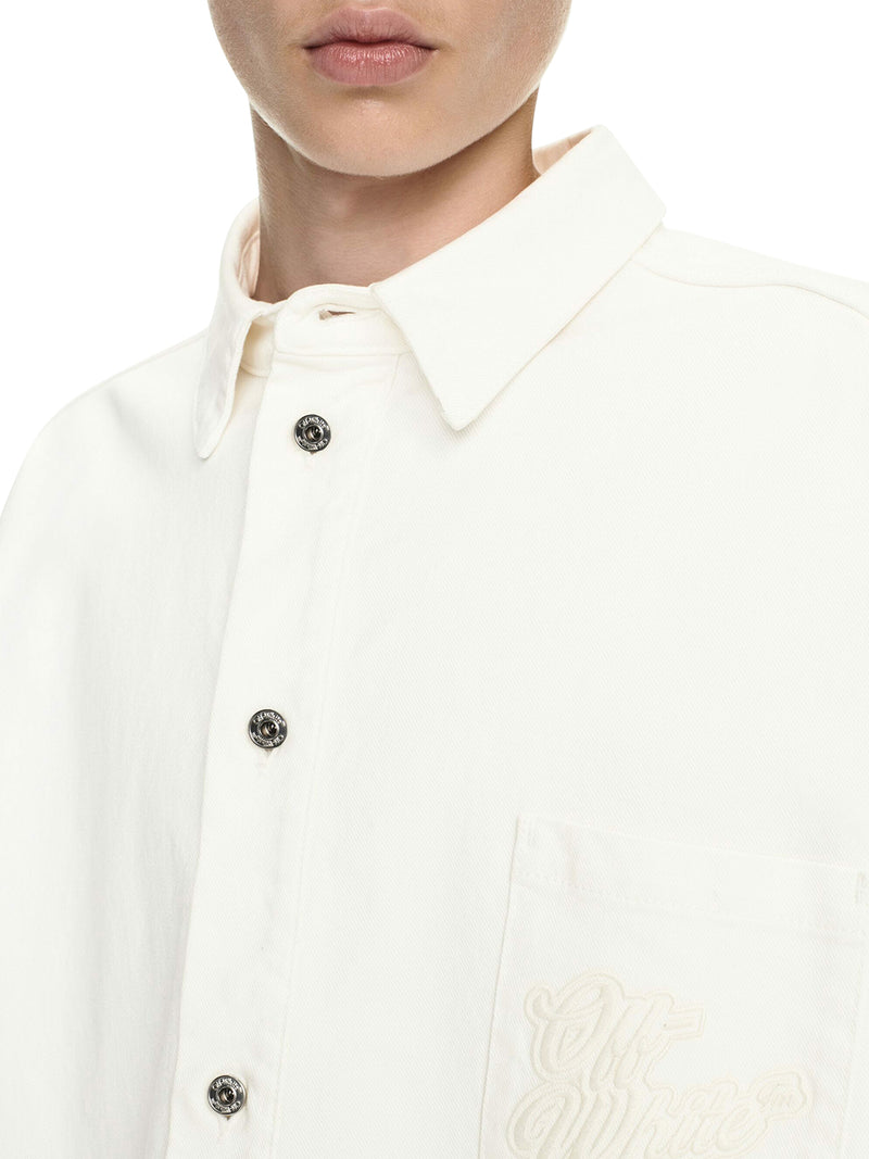 Camicia in cotone con applicazione logo anni `90