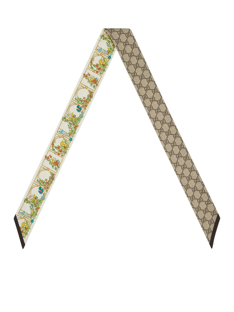 FIOCCO IN SETA CON STAMPA FLOREALE CON ANIMALI