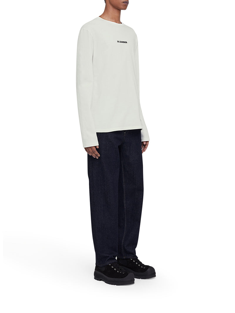 T-SHIRT A MANICHE LUNGHE CON SCOLLO TONDO E LOGO STAMPATO SUL PETTO