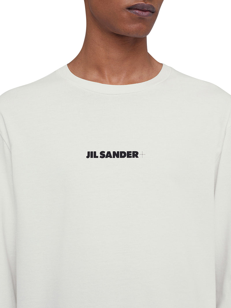 T-SHIRT A MANICHE LUNGHE CON SCOLLO TONDO E LOGO STAMPATO SUL PETTO