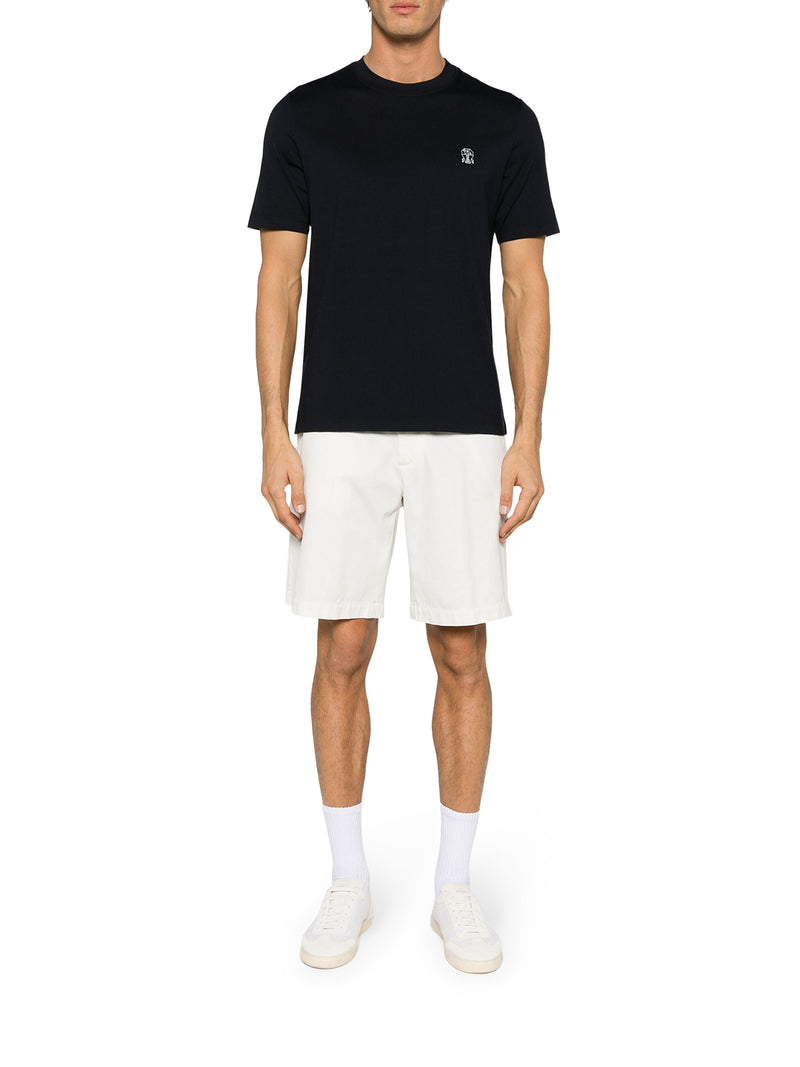 T-SHIRT IN COTONE BLU CON LOGO STAMPATO A CONTRASO