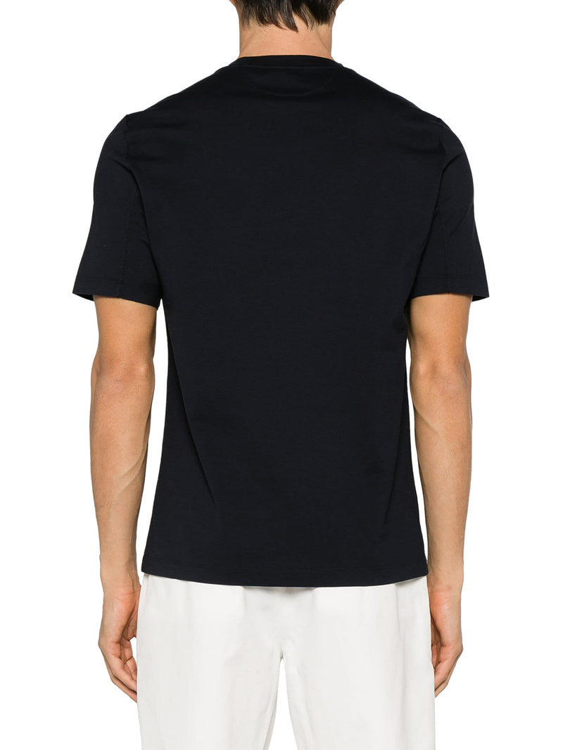 T-SHIRT IN COTONE BLU CON LOGO STAMPATO A CONTRASO