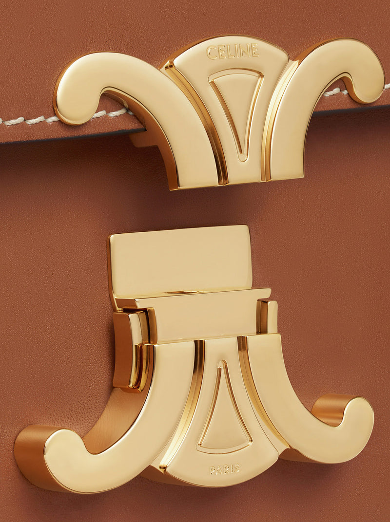 BORSA TRIOMPHE CLASSIQUE IN PELLE DI VITELLO NATURALE TAN