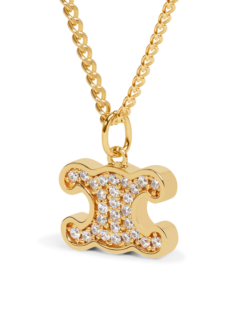 COLLANA TRIOMPHE CON STRASS IN OTTONE FINITURA ORO E CRISTALLI