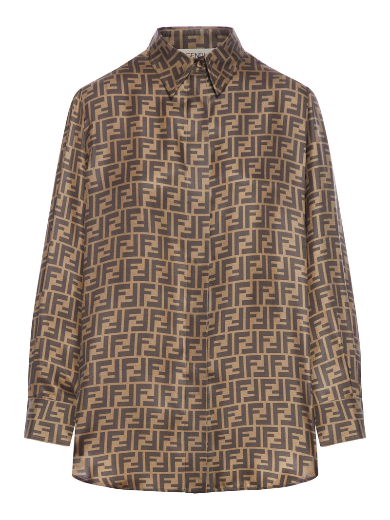 CAMICIA IN SETA FF MARRONE