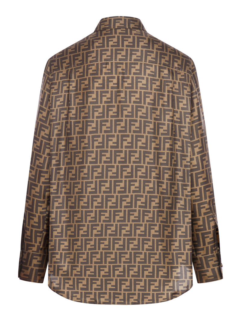 CAMICIA IN SETA FF MARRONE