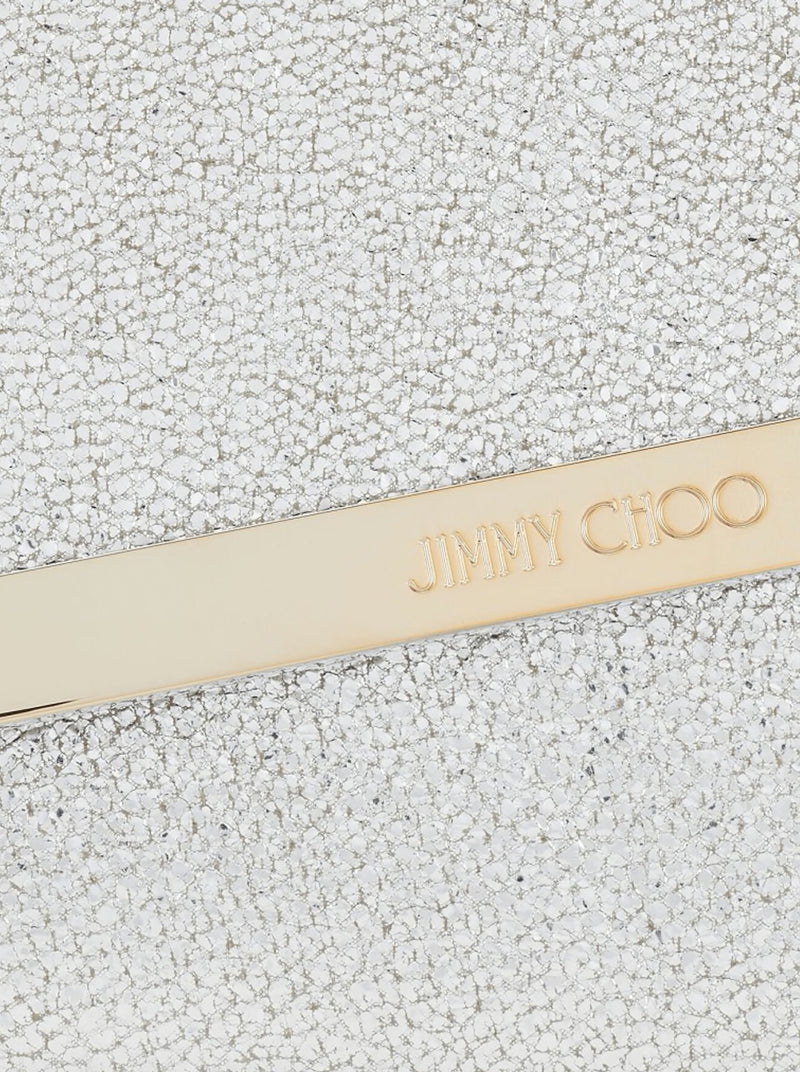 Pochette in pelle champagne con glitter