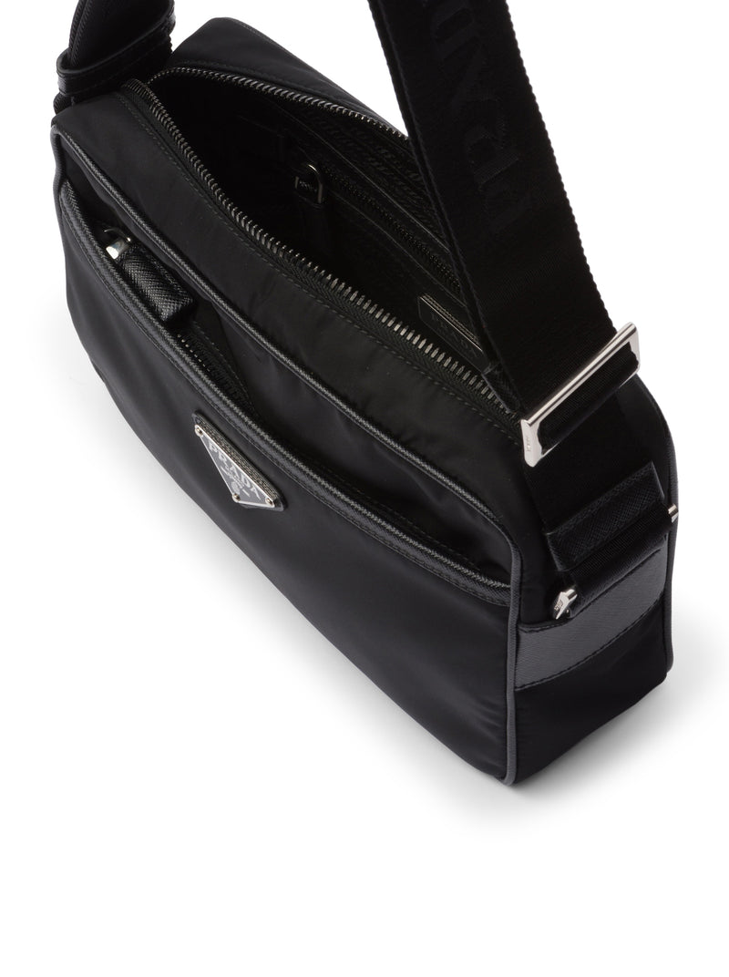 BORSA A SPALLA IN RE-NYLON E SAFFIANO