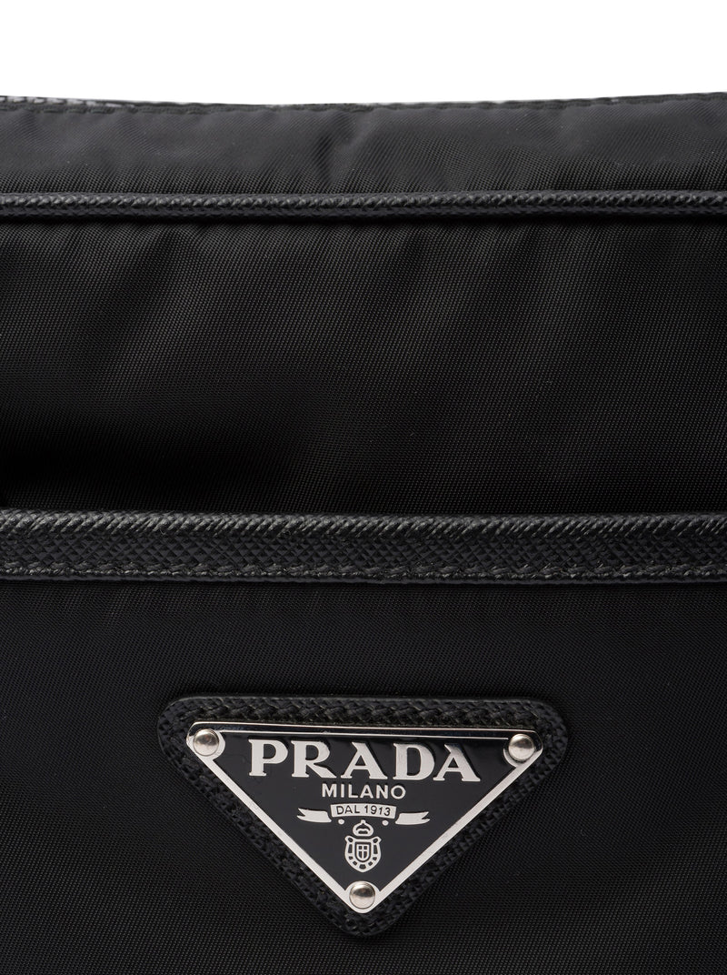 BORSA A SPALLA IN RE-NYLON E SAFFIANO