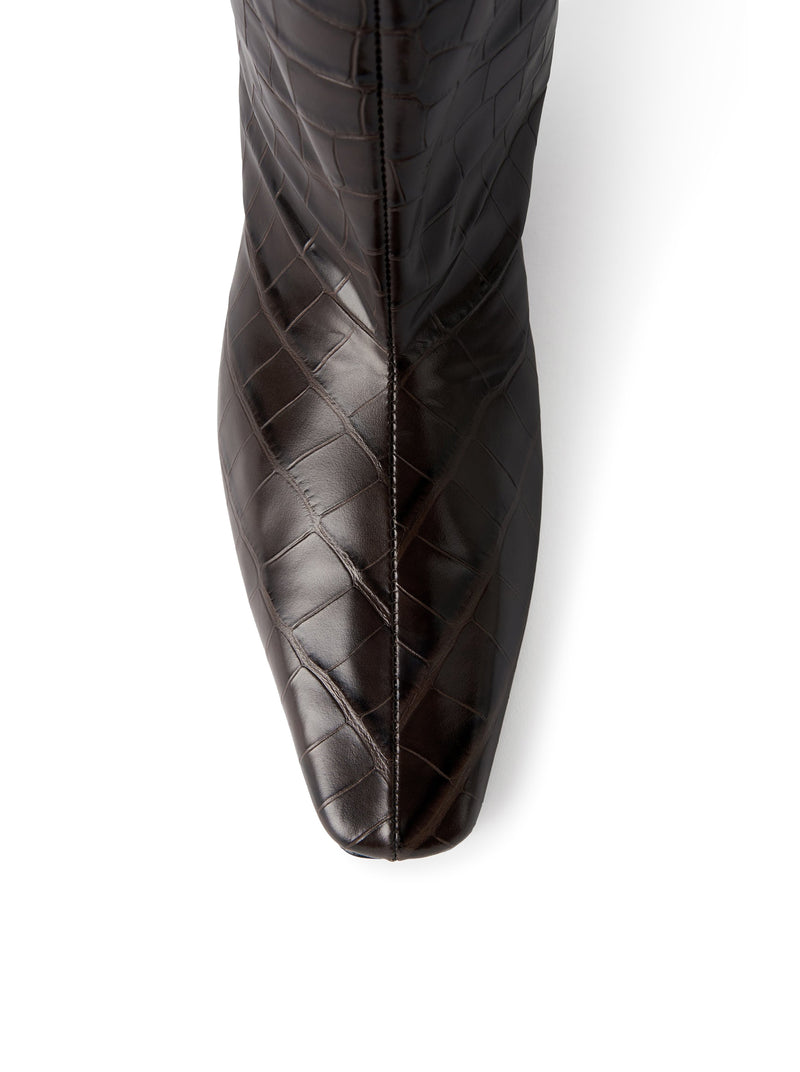 STIVALI CON GAMBA LARGA IN GOFFRATURA COCCO