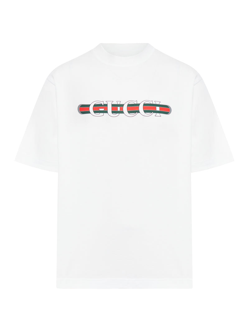 T-SHIRT IN JERSEY DI COTONE CON STAMPA GUCCI
