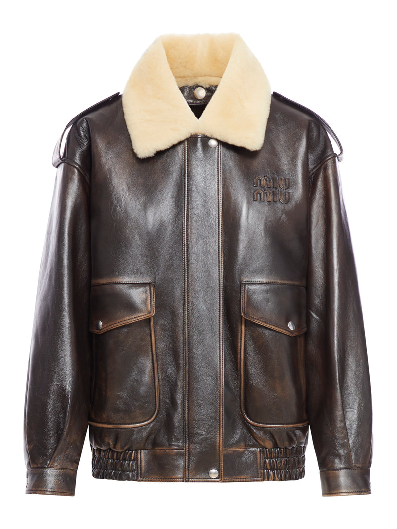 GIACCA IN NAPPA D`AGNELLO CON COLLO IN SHEARLING