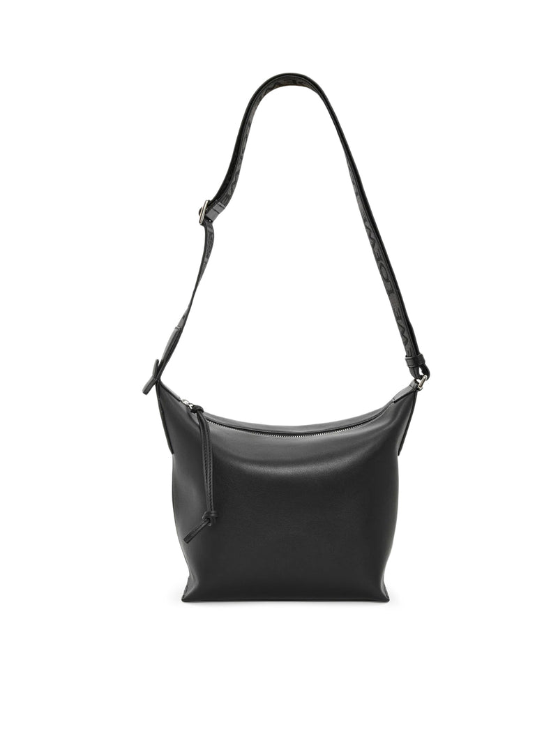 BORSA A TRACOLLA CUBI PICCOLA IN PELLE DI VITELLO LISCIA E JACQUARD