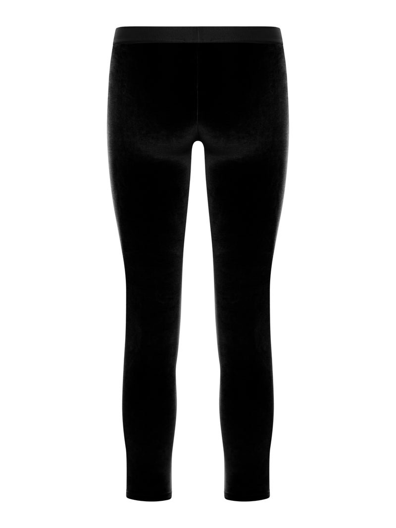 LEGGINGS IN VELLUTO CON BANDA LOGO