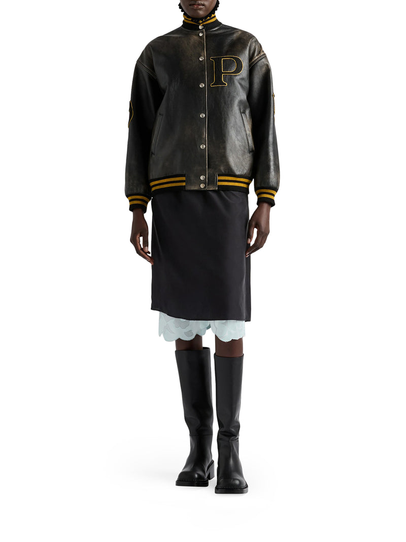 BOMBER IN PELLE CON PATCH