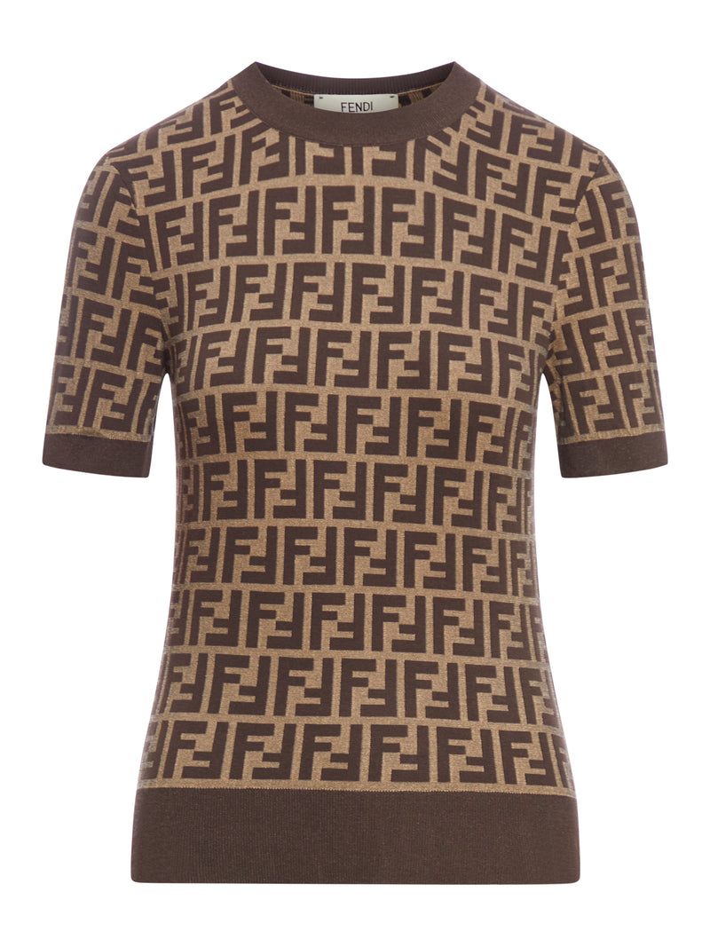 MAGLIA IN COTONE FF MARRONE