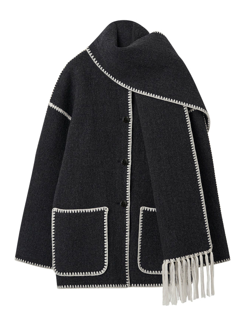 GIACCA IN LANA CON SCIARPA