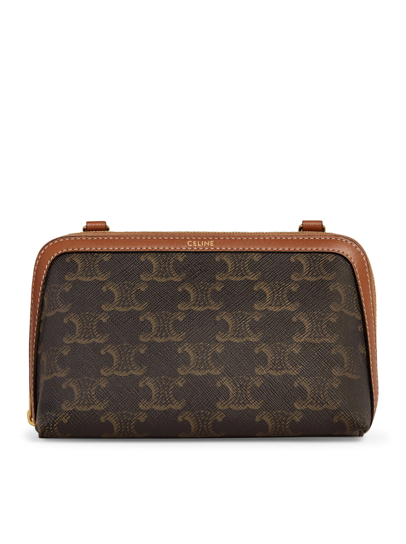 POCHETTE CON CATENA IN TELA TRIOMPHE E PELLE DI AGNELLO