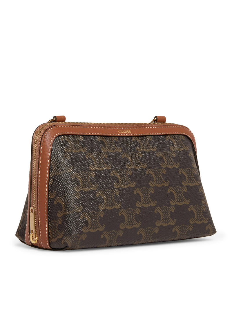 POCHETTE CON CATENA IN TELA TRIOMPHE E PELLE DI AGNELLO