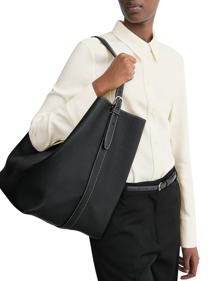 BORSA TOTE BELTED IN PELLE DI VITELLO MARTELLATA