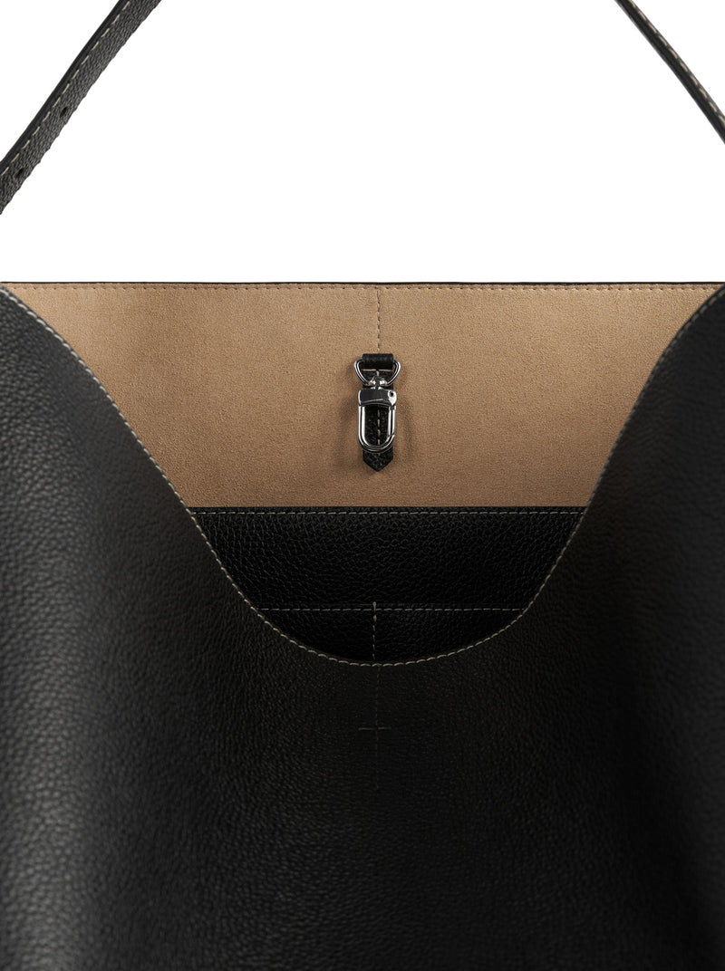 BORSA TOTE BELTED IN PELLE DI VITELLO MARTELLATA