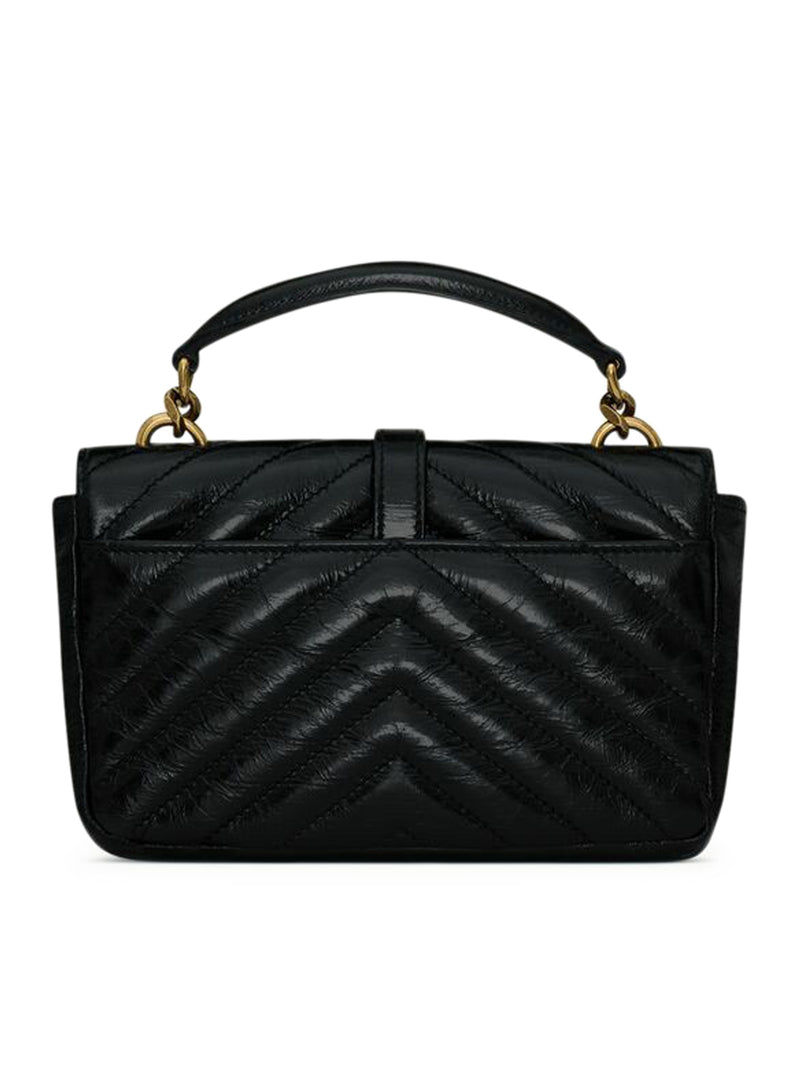 BORSA CON CATENA COLLEGE MINI IN PELLE CRAQUELÉ LUCIDA