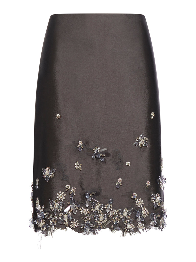 GONNA MIDI IN LANA E SETA CON APPLICAZIONI