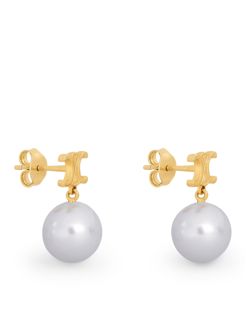 ORECCHINI LES PERLES CELINE IN OTTONE CON FINITURA ORO E PERLE DI VETRO