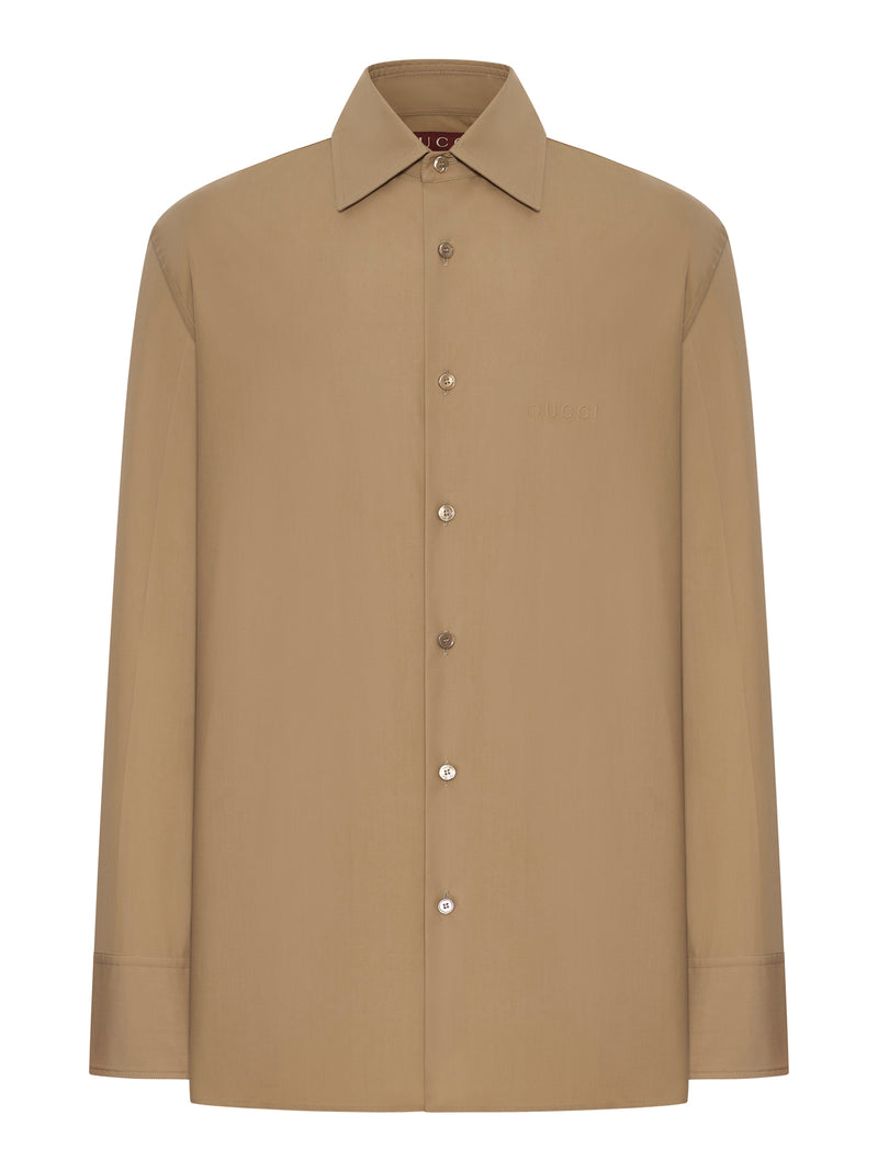 CAMICIA IN POPELINE DI COTONE CON LOGO IN RILIEVO