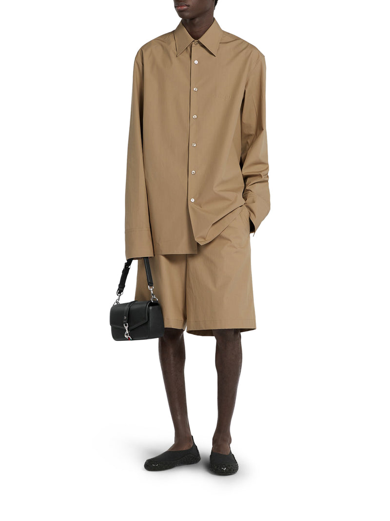 CAMICIA IN POPELINE DI COTONE CON LOGO IN RILIEVO