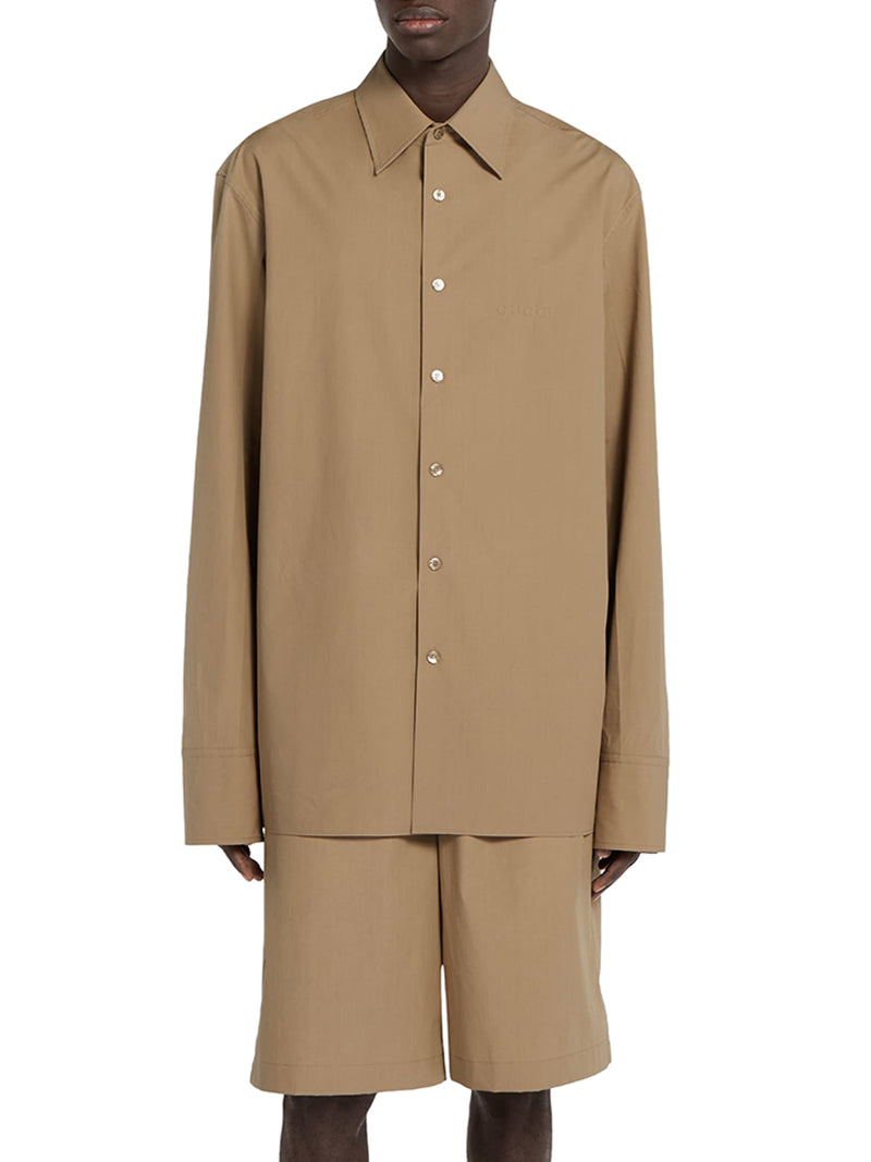 CAMICIA IN POPELINE DI COTONE CON LOGO IN RILIEVO